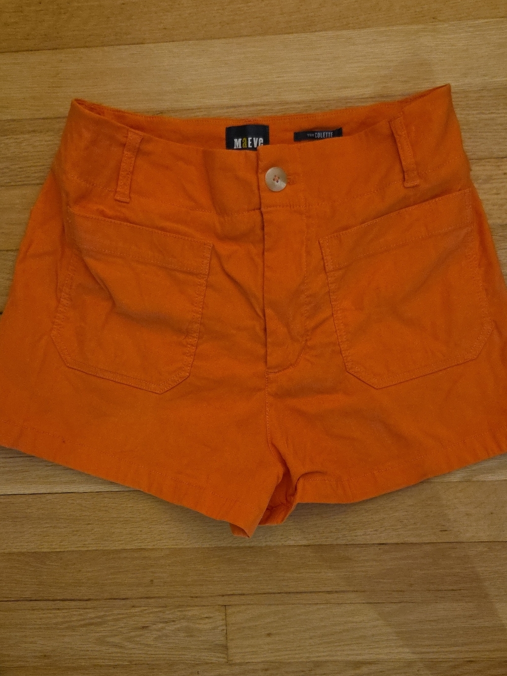 Maeve by Anthropologie The Colette High Rise Utility Shorts Orange Patch Pocket
